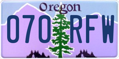 OR license plate 070RFW
