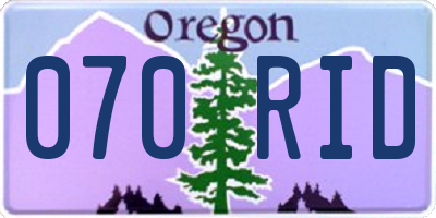 OR license plate 070RID