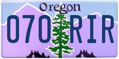 OR license plate 070RIR