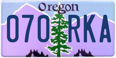 OR license plate 070RKA
