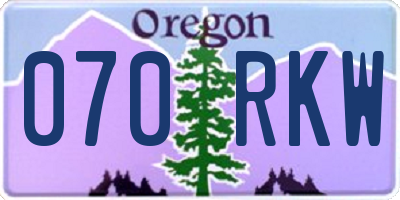 OR license plate 070RKW