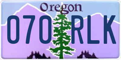 OR license plate 070RLK
