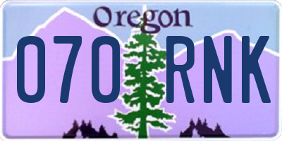 OR license plate 070RNK