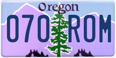 OR license plate 070ROM