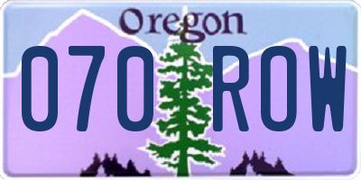 OR license plate 070ROW