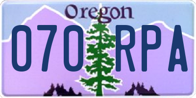 OR license plate 070RPA