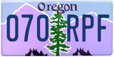 OR license plate 070RPF