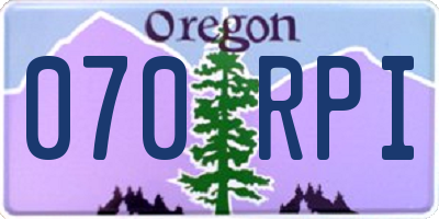 OR license plate 070RPI
