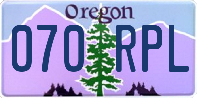 OR license plate 070RPL