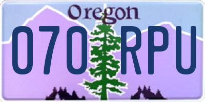 OR license plate 070RPU