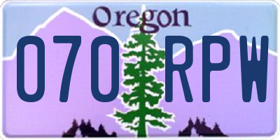 OR license plate 070RPW
