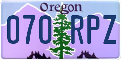 OR license plate 070RPZ