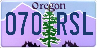 OR license plate 070RSL