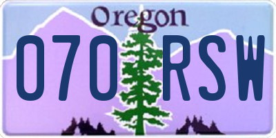 OR license plate 070RSW