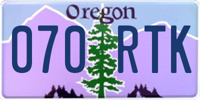 OR license plate 070RTK