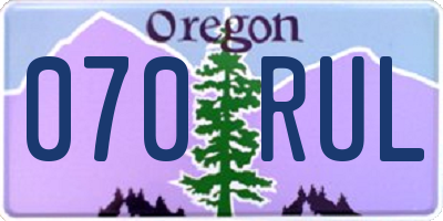 OR license plate 070RUL