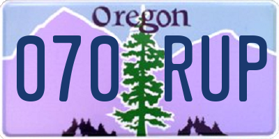 OR license plate 070RUP