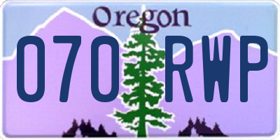 OR license plate 070RWP