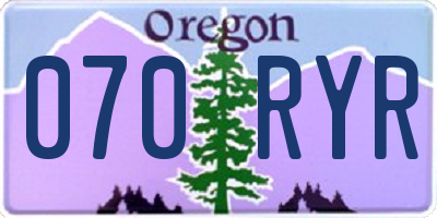 OR license plate 070RYR