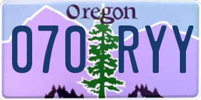 OR license plate 070RYY