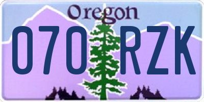 OR license plate 070RZK