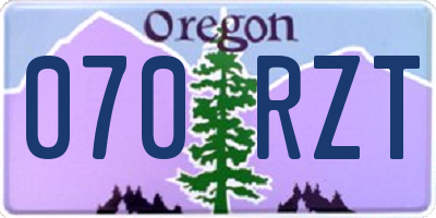 OR license plate 070RZT
