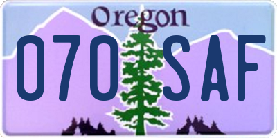 OR license plate 070SAF