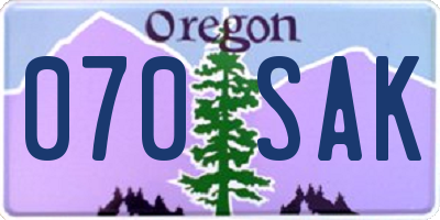OR license plate 070SAK