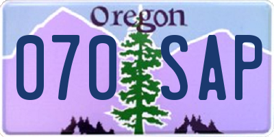 OR license plate 070SAP
