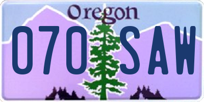 OR license plate 070SAW