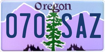 OR license plate 070SAZ