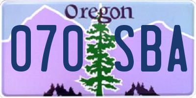 OR license plate 070SBA