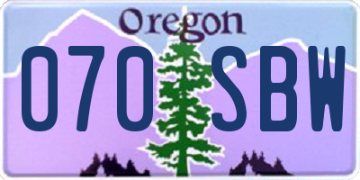 OR license plate 070SBW