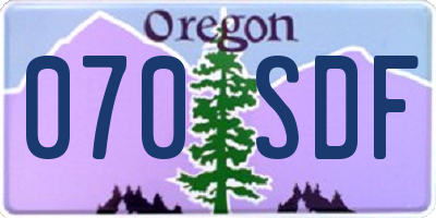 OR license plate 070SDF