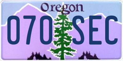 OR license plate 070SEC