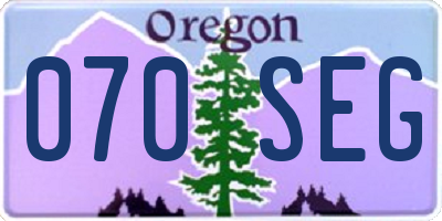OR license plate 070SEG