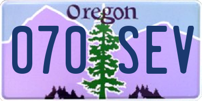 OR license plate 070SEV