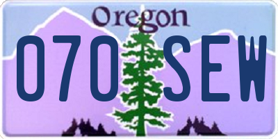 OR license plate 070SEW