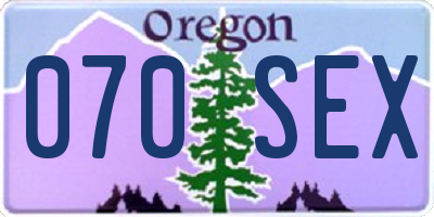 OR license plate 070SEX
