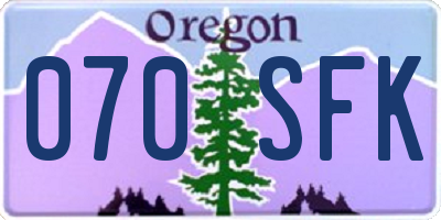 OR license plate 070SFK