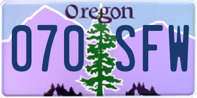 OR license plate 070SFW