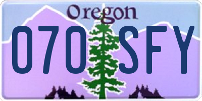 OR license plate 070SFY