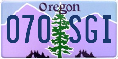 OR license plate 070SGI