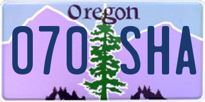 OR license plate 070SHA
