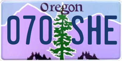 OR license plate 070SHE