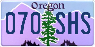OR license plate 070SHS
