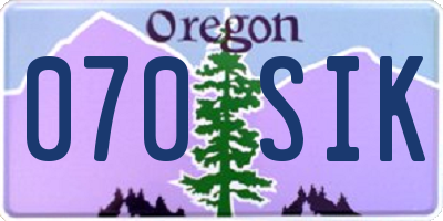 OR license plate 070SIK