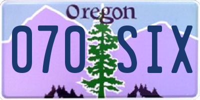 OR license plate 070SIX