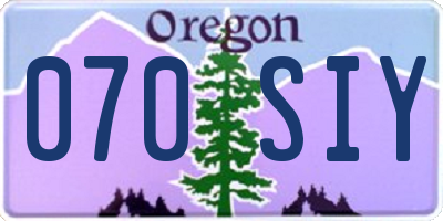 OR license plate 070SIY