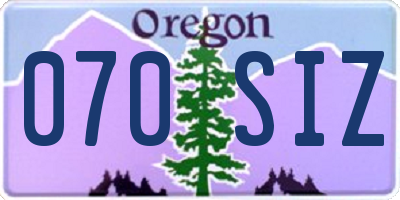 OR license plate 070SIZ